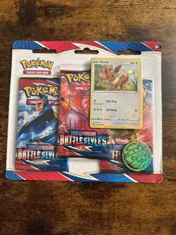 Pokemon TCG: Sword & Shield Battle Styles 3 Pack Blister (Eevee Promo) - Sealed - Image 1