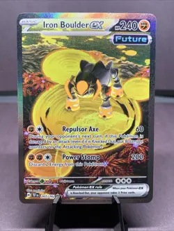 Pokemon TCG Iron Boulder Ex 207/162 SV05: Temporal Forces Full Art Holo SIR NM - Image 1