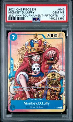 2024 One Piece Monkey D. Luffy 2nd Anniversary Participation Promo P-043 PSA 10 - Image 1
