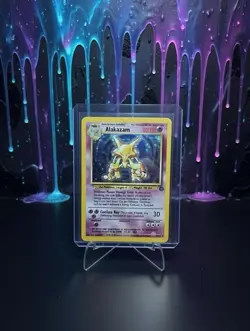 Rare 1995 Pokemon Original Holo Alakazam Card 1/102 Collectible - Image 1
