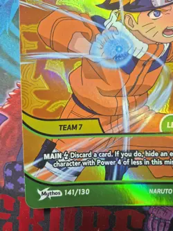 Naruto Uzumaki Challenging Sasuke Mythos 1 Ed Naruto Promo Giant Cards 141/130 - Image 5