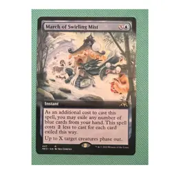 MTG March of Swirling Mist Regular Rare Instant Blue Kamigawa …ext art NM - Image 1