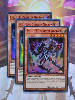 3x Yugioh LDS3-EN026 Evil HERO Sinister Necrom RED Ultra Rare 1st Ed NM x3 - Image 1