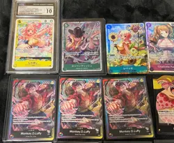 One Piece lot of 29 OP Cards plus 1 holo pokemon card. OP Rares-SR, Mixed-Lang. - Image 2