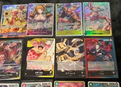 One Piece lot of 29 OP Cards plus 1 holo pokemon card. OP Rares-SR, Mixed-Lang. - Image 3
