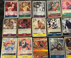 One Piece lot of 29 OP Cards plus 1 holo pokemon card. OP Rares-SR, Mixed-Lang. - Image 4