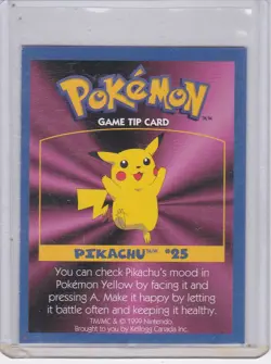 POKEMON KELLOGS GAME TIP CARD PIKACHU # 25 - Image 1