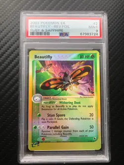 Pokemon Beautifly Reverse Holo Ex Ruby and Sapphire 2/109 PSA 9 MINT - Image 1