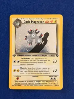 DARK MAGNETON 11/82 Team Rocket 1st EDITION HOLO SWIRL rare Pokemon TCG card - Image 1