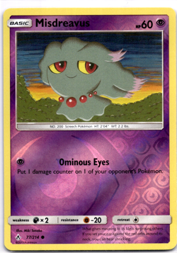 Pokemon TCG Misdreavus 77/214 Unbroken Bonds Reverse Holo Rare Lightly Played - Image 1