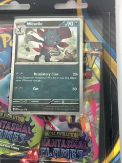 Pokemon TCG: Mega Evolution—Phantasmal Flames Triple Pack Weavile New Sealed - Image 3