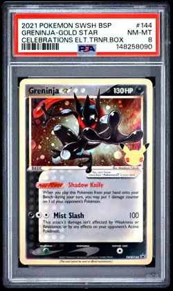 2021 POKEMON SWSH BLACK STAR PROMO #144 GRENINJA-GOLD STAR PSA 8 - Image 1