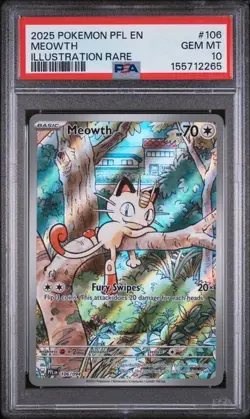 Pokemon Meowth Phantasmal Flames Illustration Rare #106 PSA 10 Gem Mint - Image 1