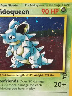 Pokemon TCG Nidoqueen 012/130 Base Set 2 Holo Rare Vintage 2000 DMG 2X Swirl - Image 2