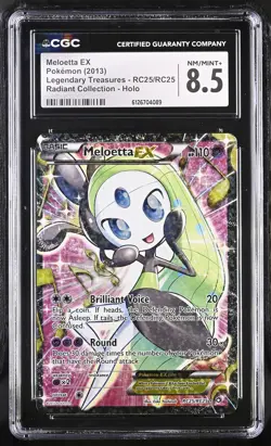 CGC 8.5 Meloetta EX Legendary Treasures RC25/RC25 Radiant Collection Pokemon - Image 1