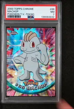 2000 TOPPS CHROME POKEMON T.V. TEKNO #66 MACHOP PSA 7 - Image 1