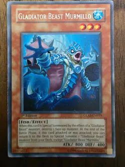 YuGiOh Gladiator Beast Murmillo Rare 1st Edition LP - Image 1