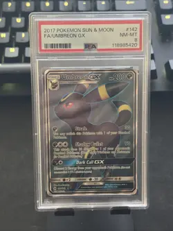 2017 Pokemon Sun & Moon Umbreon GX 142/149 Ultra Rare Holo Foil Full Art PSA 8 - Image 2