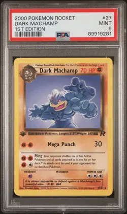2000 Pokemon Rocket - Dark Machamp 1st Edition 27/82 PSA 9 - Image 1