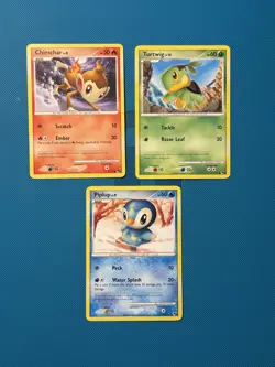 Pokemon Cards Lot Of 3 Turtwig Piplup Chimchar Pop Series 8 Set Conditions Vary - Image 1