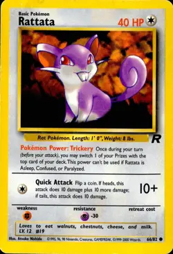 RATTATA 66/82 COMMON TEAM ROCKET POKEMON UNLIMITED LP - Image 1