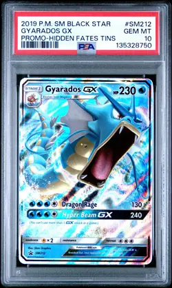 2019 POKEMON SM BLACK STAR PROMO HIDDEN FATES TINS #SM212 GYARADOS GX PSA 10 - Image 1