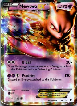 MEWTWO EX 54/113 HOLO ULTRA RARE LEGENDARY TREASURES POKEMON NM/M - Image 1
