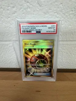 POKEMON 2019 Unified Minds Secret Full Art GIANT BOMB #251 PSA 10 Gem Mint - Image 1