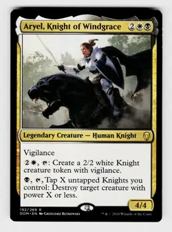 MTG, Dominaria, Aryel, Knight of Windgrace, Normal, No.192, R Legendary Creature - Image 1