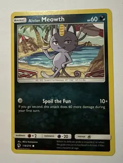 Alolan Meowth 118/214 SM - Lost Thunder LP/NM Pokemon - Image 1