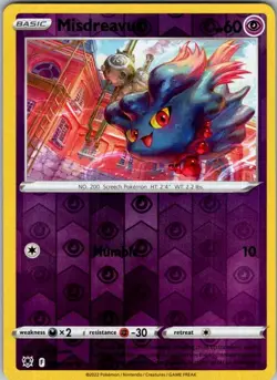Pokemon | SWSH10: Astral Radiance | Misdreavus | 058/189 | Reverse Holo | NM - Image 1