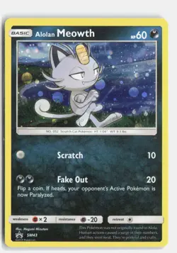 Alolan Meowth - SM43 Sun & Moon Promo Holo Promo Pokemon LP (SWIRL) - Image 1