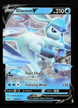 Glaceon V 038/159 V Rare Crown Zenith Pokemon Card - Image 1