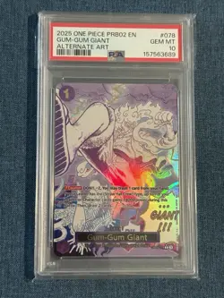 Gum-Gum Giant Luffy OP09-078 Alternate Art PSA 10 English PRB02 One Piece TCG - Image 1