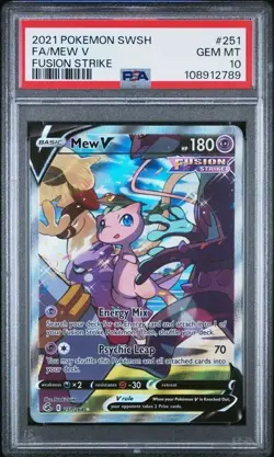 PSA 10 2021 POKEMON SWORD & SHIELD FUSION STRIKE #251 FA/MEW V FUSION STRIKE - Image 1