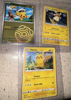 Pokemon TCG 3 Card Lot Pikachu Alolan Raichu SM5S 2022 Holo Regular English - Image 1