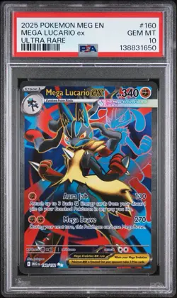 2025 POKEMON MEG EN-MEGA EVOLUTION ULTRA RARE #160 MEGA LUCARIO EX PSA 10 - Image 1