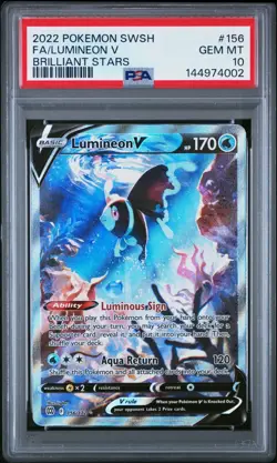 Pokemon Lumineon V 156/172 Brilliant Stars Full Art Holo PSA 10 Gem Mint - Image 1