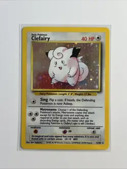 Pokemon TCG Clefairy Base Set Holo Unlimited Rare Card 5/102 NM/M Condition - Image 1