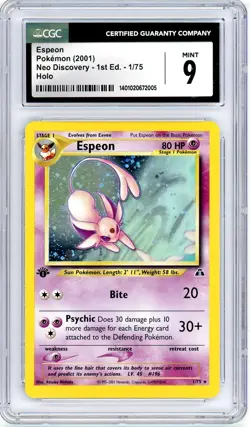 Pokemon Espeon #1 Neo Discovery 1st Edition CGC 9 Mint - Image 1