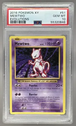 2016 Pokemon XY Evolutions 51 Mewtwo PSA 10 55320846 - Image 1