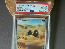 POKEMON SVI EN-SCARLET & VIOLET ILLUSTRATION RARE #216 SANDILE PSA 10 - Image 2