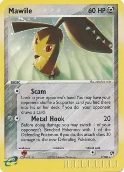 Damaged, English Pokemon Holo Mawile - 9/100 - Holo Rare EX Sandstorm - Image 1
