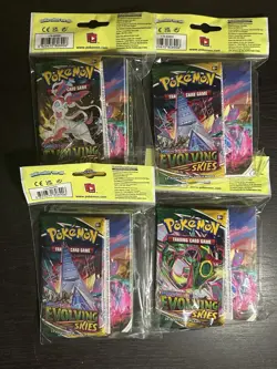 Mini portfolio Pokemon TCG Sword & Shield Evolving Skies Booster Pack x4 - Image 1