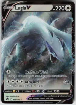 Lugia V 138/195 Holo V Rare Silver Tempest Pokemon Near Mint - Image 3