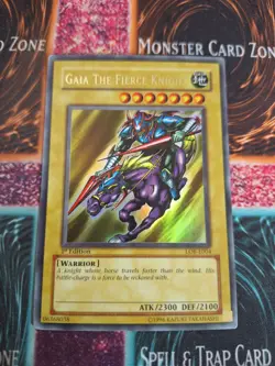Yu-Gi-Oh! Gaia The Fierce Knight LOB-E006 Ultra Rare 1st Edition MP Euro Print - Image 1