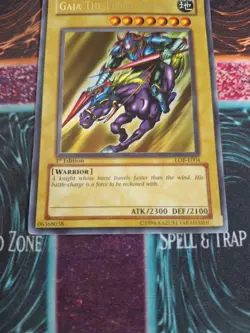 Yu-Gi-Oh! Gaia The Fierce Knight LOB-E006 Ultra Rare 1st Edition MP Euro Print - Image 4