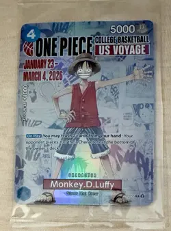 ONE PIECE CARD MONKEY.D.LUFFY COLLEGE BASKETBALL SGA ST JOHNS 2/6/2026 MSG NEW - Image 4