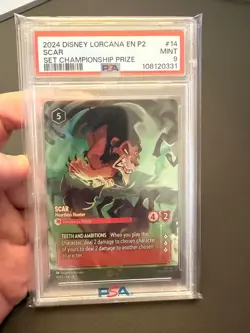 Disney Lorcana - Scar - Heartless Hunter - Set Championship Prize - PSA 9 - Image 1