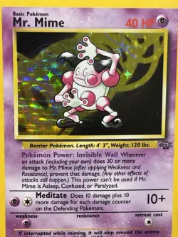 Mr. Mime Holo 6/64 - Jungle Set Unlimited - Rare Vintage - WOTC Pokemon Card LP - Image 3